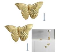 Bouton De Tiroir 2Pièces Pur Cuivre Poignée Armoire Porte Doré Tiroir Armoire Porte Fleur Oiseau Laiton Poignée Papillon Longueur80mm