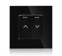 Bouton de volet roulant encastré avec cadre en verre : bouton de store noir 86 x 86 mm, bouton tactile pour volet roulant, store et commande de fenêtre, montage encastré moderne