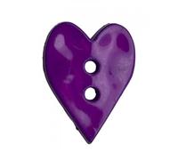 Bouton décoratif en plastique - Coeur coloré - 2 trous - 15 × 22 mm - Épaisseur 3 mm