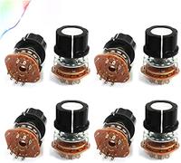 Bouton d'interrupteur d'alimentation 8pcs 6 mm arbre moneur 10pin commutateur rotatif potentiomètre 2-pole 4 positions 2p4t