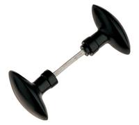Bouton double de porte extérieur - Olives - carré de 6 mm - noir