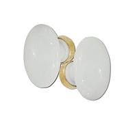 Bouton double GM OVALE de porte intérieure porcelaine de LIMOGES blanc sur laiton poli