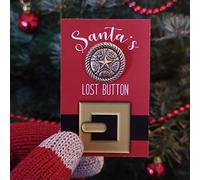 Bouton du Père Noël en métal doré avec lien vers la vidéo du Père Noël