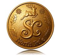 Bouton du Père Noël - Extra large doré 3,8 cm de diamètre en alliage de zinc Père Noël perdu, cadeau magique pour la famille et les enfants pour créer la magie du matin de Noël