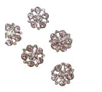 Bouton En Strass Lot de 6 boutons en métal doré et rose avec strass en forme de fleur for vêtements, 18/25 mm, luxueux, gros diamant brillant, décoration de mode for manteau de femme(18mm 6pcs)