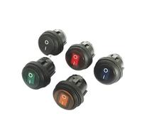Bouton étanche avec interrupteur à bascule lumineux, ouverture de 20MM, rond en forme de bateau, étanche, 3 broches, point argenté, 1 pièce(Black 2feet)