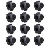 Bouton Étoile de Serrage Fileté en Plastique Noir, Lot de 12