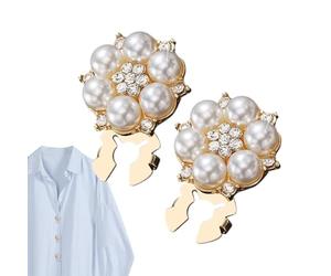 Bouton fabdeckungen Für Chemises,2 Stücke Blumenknopf - Strassstein Perle Bluse Manschenstein, Für Frauen Kleider Hochzeitsfeier Partys Dekoration Bastelarbeiten Und