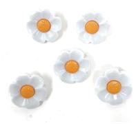 Bouton Fantaisie Fleur Marguerite à Queue 18mm Blanc et Jaune - Lot de 10