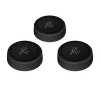Bouton Flic Noir - Pack de 3 : Commande lumières, musique, plus, par pression, double pression, maintien. Compatible Alexa, HomeKit, Matter. Via app Flic, Bluetooth/Wi-Fi requis.