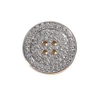 Bouton Lot de 10 boutons ronds décoratifs en métal à quatre yeux avec strass for couture, accessoires for vêtements for femmes(10pcs Silver,15mm)