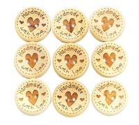 Bouton Lot de 50/100 boutons en bois for décoration vêtements, mariage, lettres d'amour faites à la main, bricolage, scrapbooking, accessoires couture(100pcs D,20 mm)