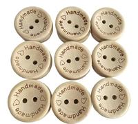 Bouton Lot de 50/100 boutons en bois for décoration vêtements, mariage, lettres d'amour faites à la main, bricolage, scrapbooking, accessoires couture(50pcs A,20 mm)