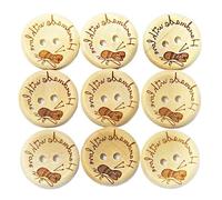 Bouton Lot de 50/100 boutons en bois for décoration vêtements, mariage, lettres d'amour faites à la main, bricolage, scrapbooking, accessoires couture(50pcs E,25 mm)