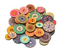 Bouton Lot de 50 boutons couture ronds en bois peints 15/20/25 mm for décoration vêtements, scrapbooking, bricolage, accessoires for la maison(B05006,20mm)