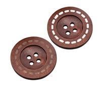 Bouton Lot de 50 boutons en bois à faire soi-même, accessoires couture, artisanat fait la main, décoration vêtements for enfants, ronds rétro 4 trous(D style 50 pieces,25 mm)
