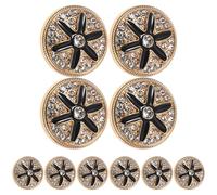 Bouton Métallique Rond 25mm Noir, Lot de 10 Pièces