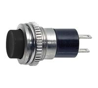 Bouton NA normalement fermé diamètre 14 mm, noir, unipolaire, rond, trou de montage 12 mm M12, fixation à vis avec virole, panneau 12 V 220 V 1 A, contacts à souder, micro, mini