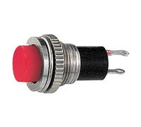 Bouton NA normalement ouvert diamètre 12 mm, bouton rouge, unipolaire, rond, trou de montage 10 mm M10, fixation à vis avec virole, panneau 12 V 220 V 0,5 A, contacts à souder, micro, mini, NO
