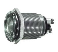 Bouton NA normalement ouvert diamètre 22 mm, en métal, trou 19 mm M19, bouton gris, unipolaire, rond, fixation par virole, panneau 12 V 220 V 2 A, contacts à vis, anti-vandalisme, IP66 étain, NO