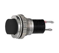 Bouton NC normalement fermé diamètre 12 mm, bouton noir, unipolaire, rond, trou de montage 10 mm M10, fixation à vis avec virole, panneau 12 V 220 V 0,5 A, contacts à souder, micro, mini