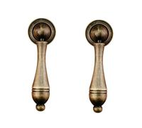 Bouton Placard 2 Pièces Poignée En Laiton Pur Étiquette En Forme De Goutte Tiroir Porte D'Armoire Pendentif Trou Unique Petite Poignée, Petite Couleur Bronze