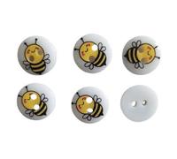 Bouton plat 2 trous Abeille x 6 plastique diamètre 13 mm