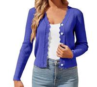 Bouton pour femme - Manches longues - Angle de tricot - Manteau d'extérieur - Cardigan - Pull - Boléros - Vêtement d'épaules, N, S