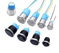 Bouton poussoir 12/16/19/22 mm sans LED Start Stop On/Off(Silver High head,12MM NO LED_FIXED SELF-LOCKING_WITH WIRE)