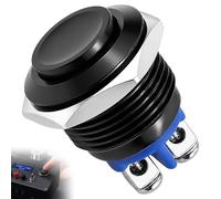 Bouton Poussoir 12v Momentané Étanche Métal Noir 16mm, Interrupteur Poussoir, Interrupteur 12v Étanche, Ip20 Antirouille Avec Raccord À Vis, Pour Voiture Moto Bateau Bricolage Électronique