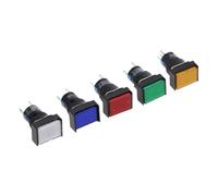 Bouton-poussoir à verrouillage automatique, 12V DC, 16mm, interrupteur momentané/verrouillage, lumière LED rectangulaire, DC6V, DC24V, AC220V, 1 pièce(Green,Momentary,DC24V)