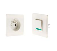 Bouton poussoir avec voyant et prise 2P+T 16A - Blanc - Zenitech
