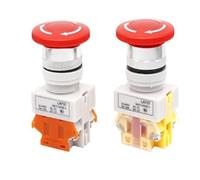 Bouton poussoir d'arrêt d'urgence avec tête champignon - LAY37 autobloquant NO/NC 4 bornes à vis for systèmes de contrôle(22MM-COPPER 2NC)