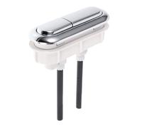 Bouton-poussoir de Chasse D'eau Double pour Réservoir Wc, Ovale | ABS Argenté, Tige Réglable Incluse, Remplacement Solide, Compatible Trou de Couvercle et Cuve