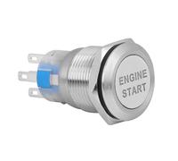 Bouton Poussoir de Démarrage de Voiture 12 V, 19 Mm Interrupteur D'allumage Bouton de Démarrage du Moteur Interrupteur à clé LED étanche (Boîtier argenté)