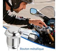 Bouton Poussoir de Puissance | Déclencheur Rond Auto-Réinitialisable de 12mm | Bouton en Métal Étanche Marche Arrêt Momentané,pour les Équipements Électroniques d'Extérieur, les Machines, l'Automobile