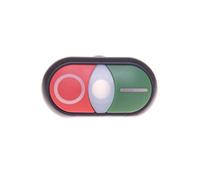 Bouton poussoir double vert/rouge/O-I RMQ titane 216701