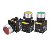 Bouton poussoir étanche avec LED 22 mm - Réinitialisation momentanée - Auto-bloquant - 12 V, 24 V, 220 V, 10 A - 1 NO base - 1NO1NC_FIXED SELF-LOCKING_12V