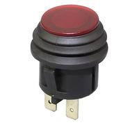 Bouton poussoir étanche, OFF/ON non verrouillable, 20 A à 12 V DC, 10 A à 125 V AC, 6 A à 250 V AC, IP65, 2 broches de raccordement, bouton rouge non éclairé, montage enfichable dans un trou de 20 mm,
