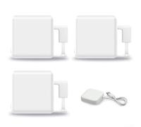 Bouton poussoir intelligent pour domotique avec application et télécommande vocale pour lumières, ventilateurs, machines à café ou portes de garage (3 blancs + concentrateur)