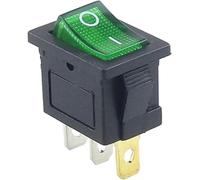 Bouton poussoir, interrupteur à bascule, 1PCS KCD1 2PIN 3Pin Bateau Voiture 6A/10A 250V/125V AC Rouge Jaune Vert Bleu Noir Bouton KCD1(Green 3pin Lamp)