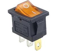 Bouton poussoir, interrupteur à bascule, 1PCS KCD1 2PIN 3Pin Bateau Voiture 6A/10A 250V/125V AC Rouge Jaune Vert Bleu Noir Bouton KCD1(Yellow 3pin Lamp)