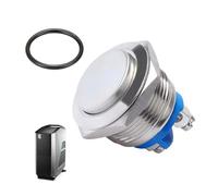 Bouton Poussoir Interrupteur, Interrupteur à Bouton Poussoir 16mm 3A, Interrupteur de Voiture Etanche en Métal Bouton De Démarrage Momentané Industrielle Commutateurs Boutons Poussoirs (Noir)