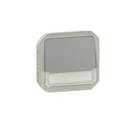 bouton poussoir inverseur - porte étiquettes - no/nc - lumineux - gris - composable - legrand plexo 069544l