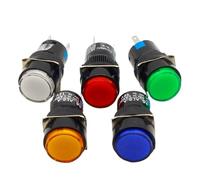 Bouton-poussoir LED, 16mm, DC 6V, 12V, 24V, 220V, interrupteur au démarrage, LA16(Yellow,12V)