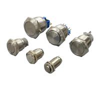 Bouton poussoir métallique avec trou de panneau, 10mm, 12mm, 16mm, 19mm, 22mm, bouton-poussoir d'alimentation, tête plate/haute, momentané/verrouillage, soudure NO/NC * 3 pièces(12mm,FLAT HEAD_LOCKING)