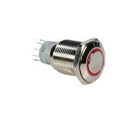 Bouton poussoir métallique rond spdt 1no 1nc anneau rouge