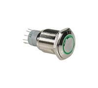 Bouton poussoir métallique rond spdt 1no 1nc anneau vert Vert G