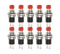 Bouton-poussoir momentané de réinitialisation, interrupteur sans verrouillage, 3 A, 220 V CA, SPST, bouton-poussoir miniature normalement ouvert (NO), couvercle noir, rouge, vert(Red-10pcs)