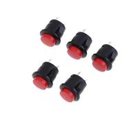 Bouton-poussoir momentané R13-507, 16mm, rond, 2 broches, marche-arrêt, auto-réinitialisation, montage sur panneau, for projets de bricolage, 5/10 pièces(Red 5pcs)